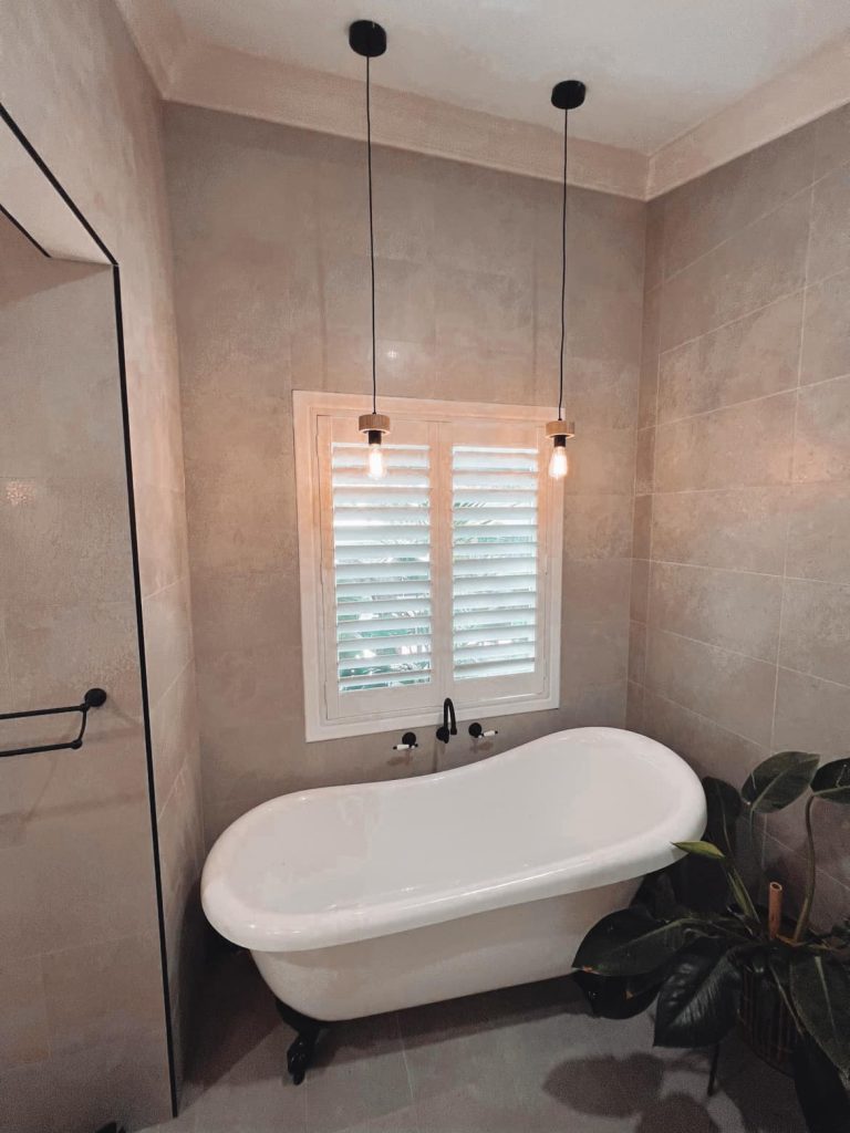Bathroom plantation shutters